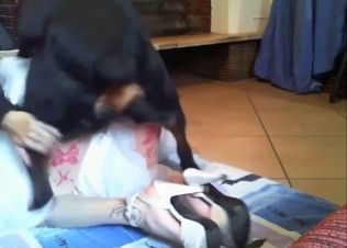 Stunning hussy is enjoying bestiality sex